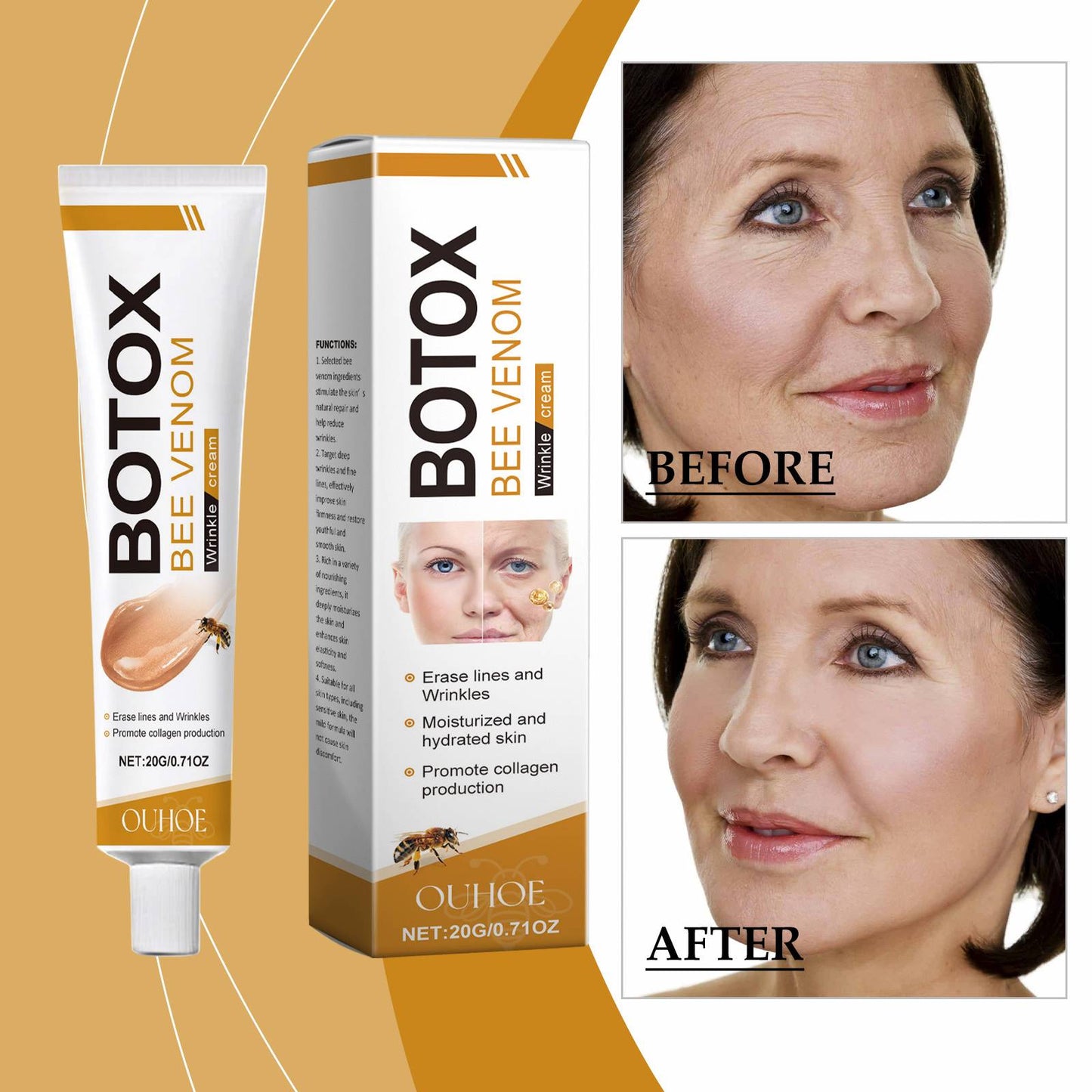 Crema BioAqua Anti-Arrugas Botox Natural con Veneno de Abeja đ⨠â Ouhoeâ˘