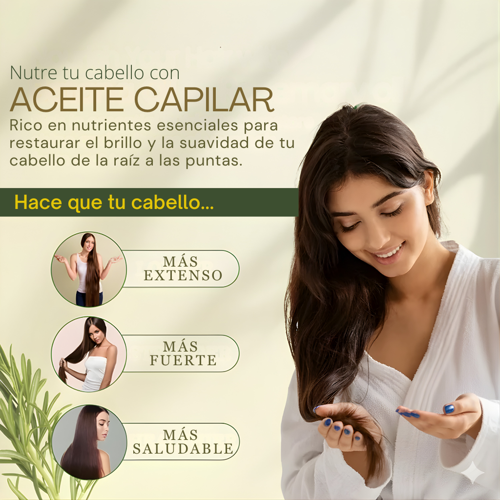 ACEITE CAPILAR Repara el cabello. Revela un brillo duradero desde la raíz hasta las puntas.